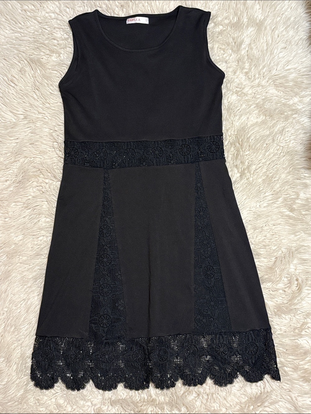 Little black dress with lace trim